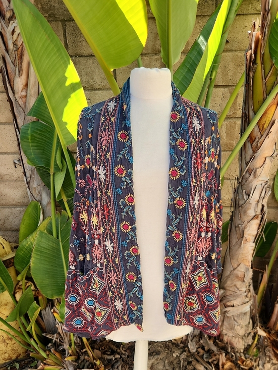 Johnny Was Jackets & Blazers - Johnny Was Embordiered Kimono Jacket Navy Blue Small